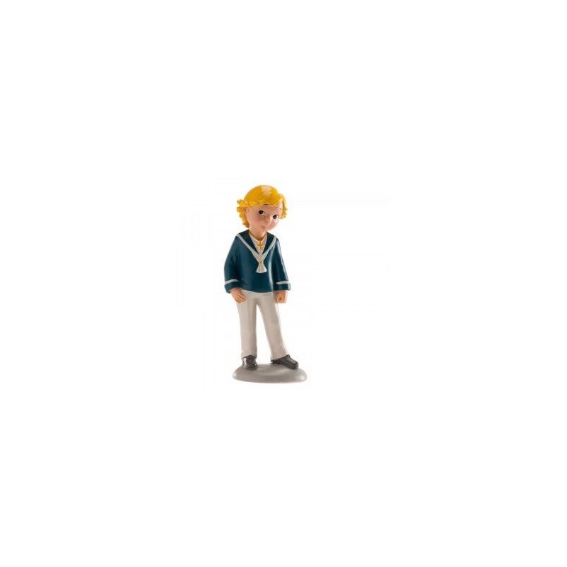 Figura de comunion niño rubio marinero traje azul 15 cm tarta