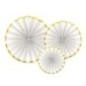 Abanicos colgantes decorativos blanco y oro comunion 3 uds