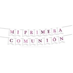 Letrero Mi primera comunion blanco y rosa metal 4 metros 8435127213088 21308