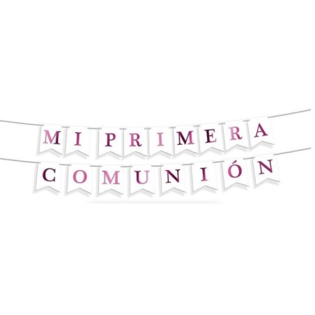 Letrero Mi primera comunion blanco y rosa metal 4 metros 8435127213088 21308