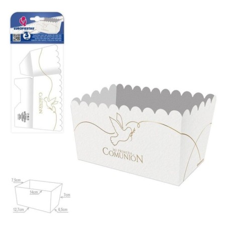 Caja palomitas rectangular Comunión paloma 3 uds 14x7 cm 8435127316321 31632