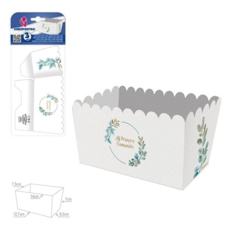 Caja palomitas rectangular Comunión floral 3 uds 14x7 cm 8435127316345 31634