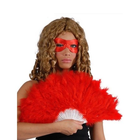 Abanico plumas rojo  16 palas 18108 8434077181089