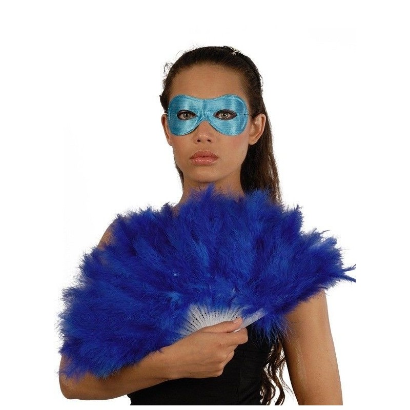 Abanico plumas azul 21 palas