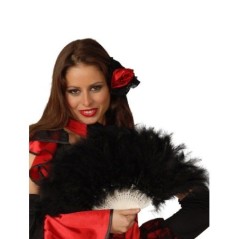 Abanico plumas negro 16 palas 18111 8434077181119