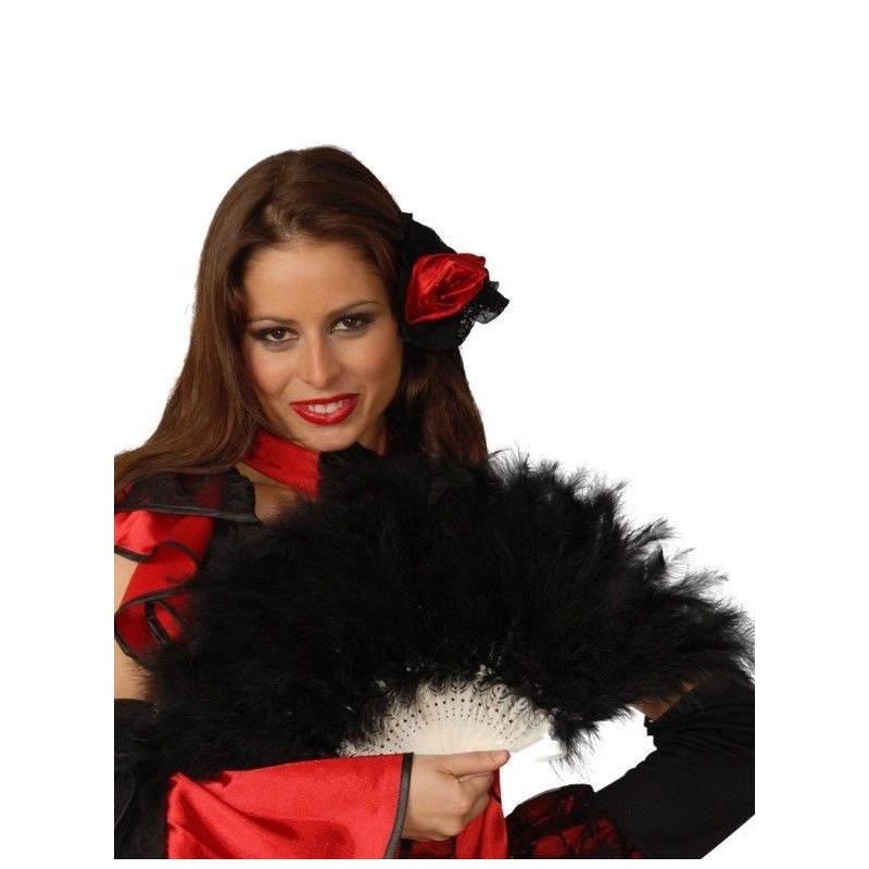 Abanico plumas negro 16 palas