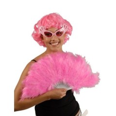 Abanico plumas rosa 16 palas 18113 8434077181133