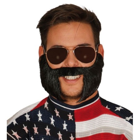 Bigote con patillas gigantes negra 11955 8434077119556