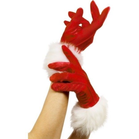 Guantes de santa claus papa noel rojos con pelo bl 29253 5020570292532