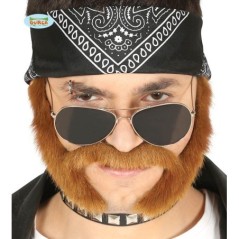 Bigote con patillas castaño motero de banda 11972 8434077119723