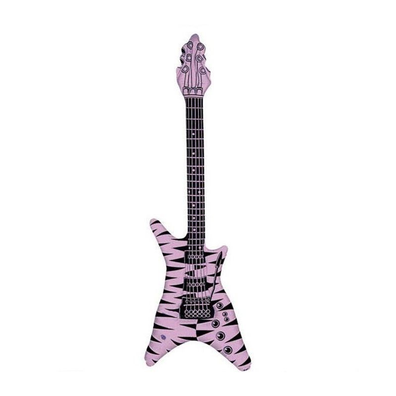 Guitarra hinchable rockera rosa y negra 95 cm con bandolera