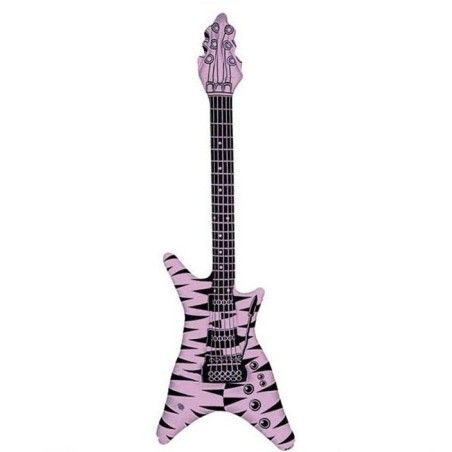 Guitarra hinchable rockera rosa y negra 95 cm con bandolera 23945 8003558239450