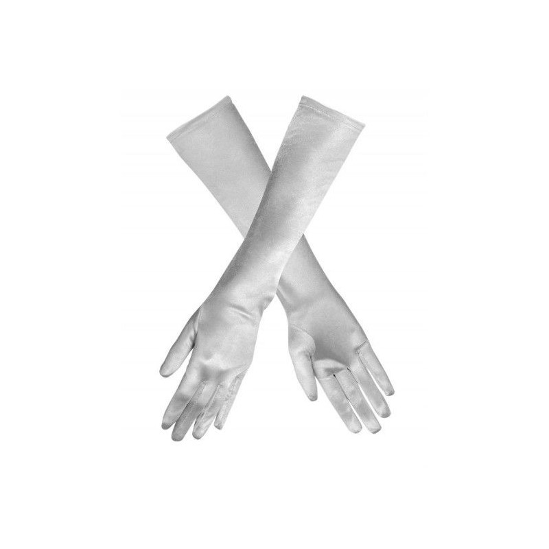 Guantes plateados largos plata para mujer