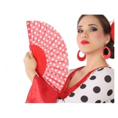 Abanico rojo lunares blancos 62338 8422259623380