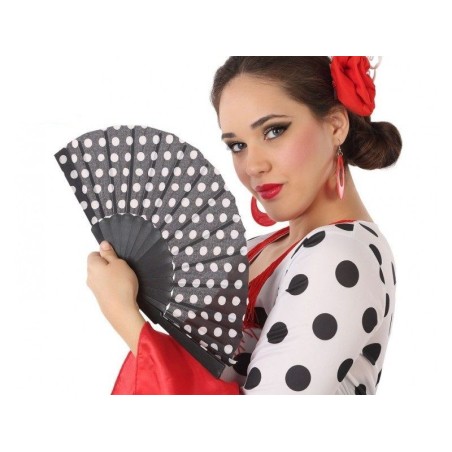 Abanico negro lunares blancos 62339 8422259623397