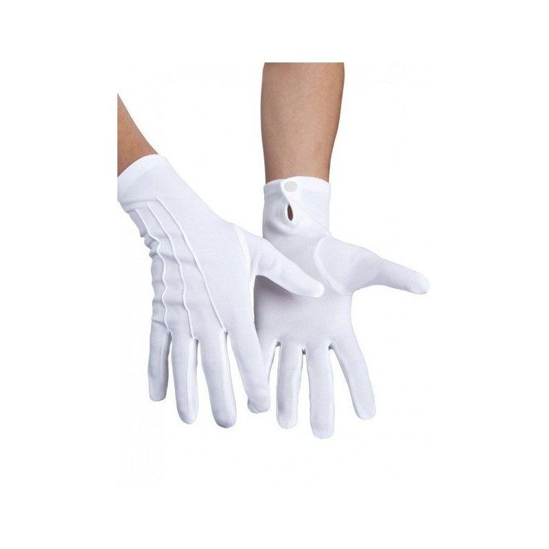 Guantes blancos cortos con rayas