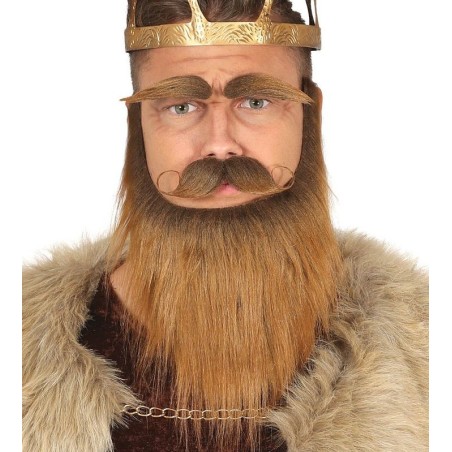 Barba bigote y cejas castañas rey medieval 11973 8434077119730