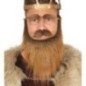 Barba bigote y cejas castañas rey medieval