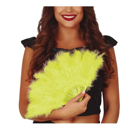 Abanico plumas verde lima 16 palas 17422 8434077174227