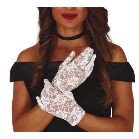 Guantes blancos calados 22 cm cortos 17859 8434077178591