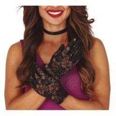 Guantes negros calados 22 cm cortos 17860 8434077178607