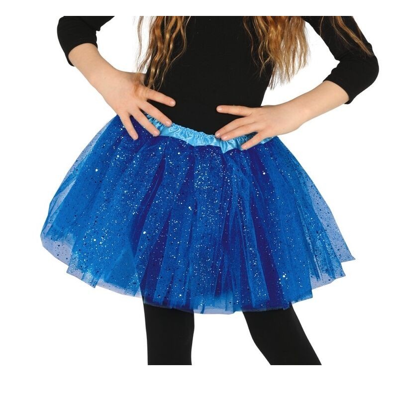 Tutu infantil azul oscuro con brillantina para niña 30 cm