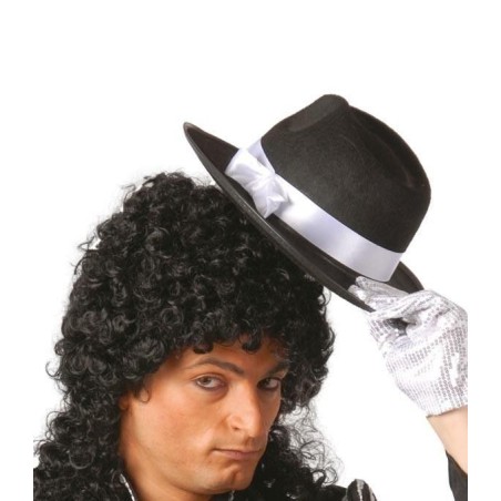 Sombrero rey del pop negro cinta blanca 8434077135068 13506