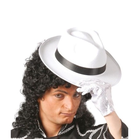 Sombrero rey del pop blanco cinta negra gangster 8434077135075 13507