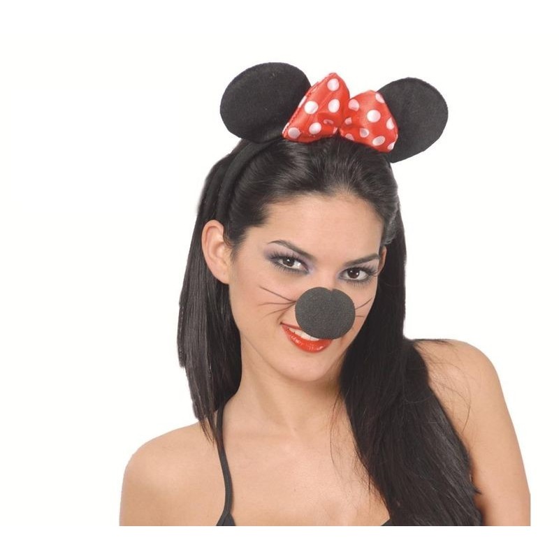 Diadema ratoncita tela con lazo minnie mouse 16574