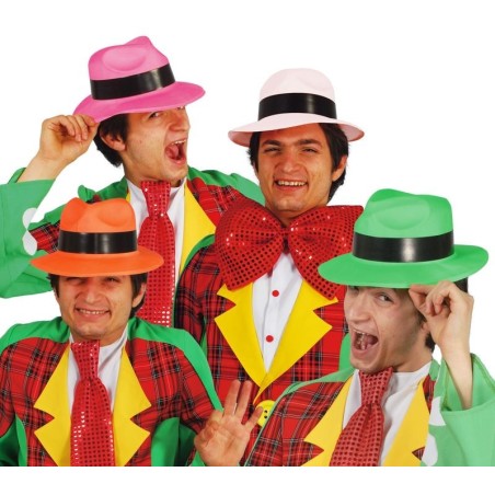 Sombrero ganster plastico colores surtidos fiesta baratos 8434077130797 13079