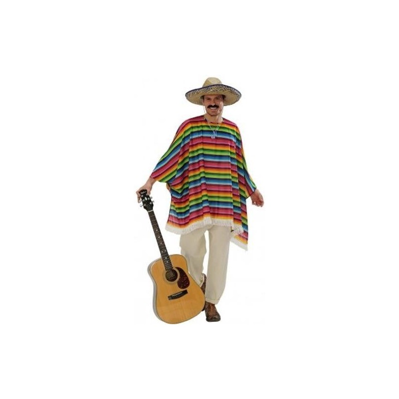 Sombrero y poncho mejicano adulto