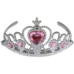 Tiara princesa plata piedra corazon rosa corona 8423667096032 102126