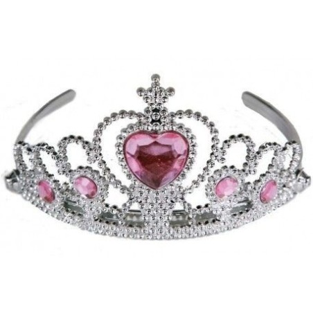Tiara princesa plata piedra corazon rosa corona 8423667096032 102126