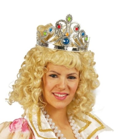 Corona reina plata con pedreria tiara princesas 8434077161067 16106