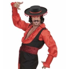 Sombrero flamenco cordobes negro con borlas rojas 8003558251407 2514F