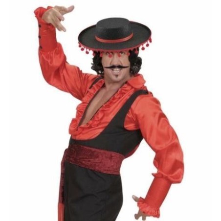 Sombrero flamenco cordobes negro con borlas rojas 8003558251407 2514F