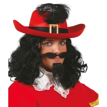 Sombrero mosquetero rojo espadachin 8434077135655 13565