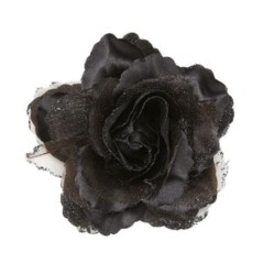 Pinza de pelo flor rosa negra con purpurina 8003558041220 4122