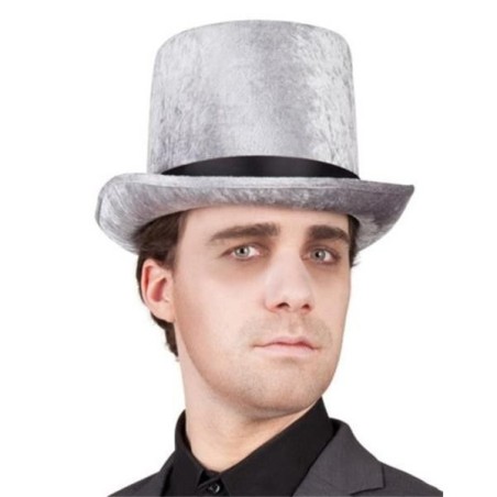 Sombrero logan chistera terciopelo gris copa alta 8712026969453 96945