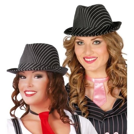 Sombrero ganster a rayas negro mascota 8434077133675 13367