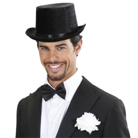 Sombrero chistera negra de terciopelo adulto 8003558143405 1434N