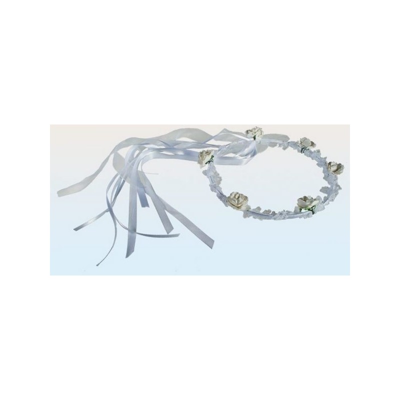 Diadema blanca flores para novia despedidas solter