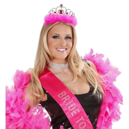 Tiara para mujer con piedras y marabu fucsia coron 8003558886708 8867P