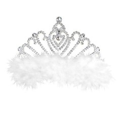 Tiara princesa con marabu blanco corona reina 8003558886623 88662