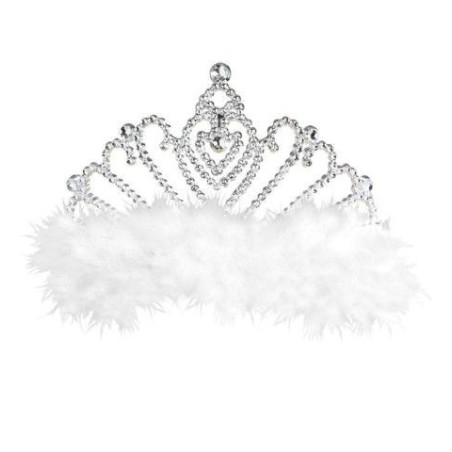 Tiara princesa con marabu blanco corona reina 8003558886623 88662