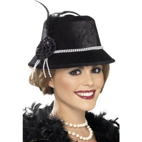 Sombrero negro dama años 20 mujer 5020570334454 33445