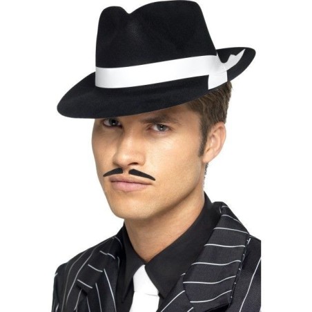 Sombrero alcapone negro cinta blanca flocado 5020570924150 92415