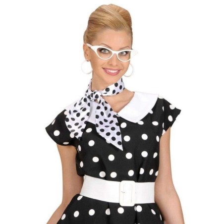 Foulard con lunares de raso blanco lunares negro 8003558264407 2644D