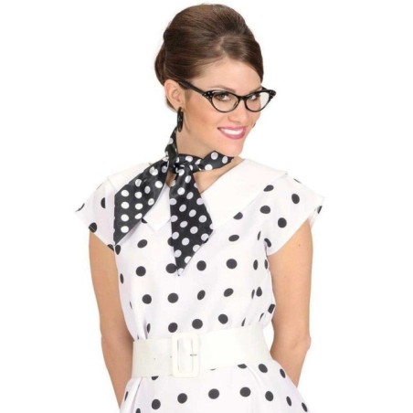 Foulard con lunares de raso negro lunares blancos 8003558264506 2645C