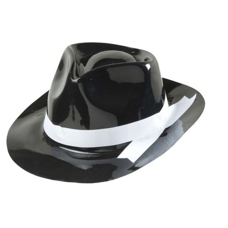 Sombrero ganster negro con cinta blanca plastico 8003558286409 2864G